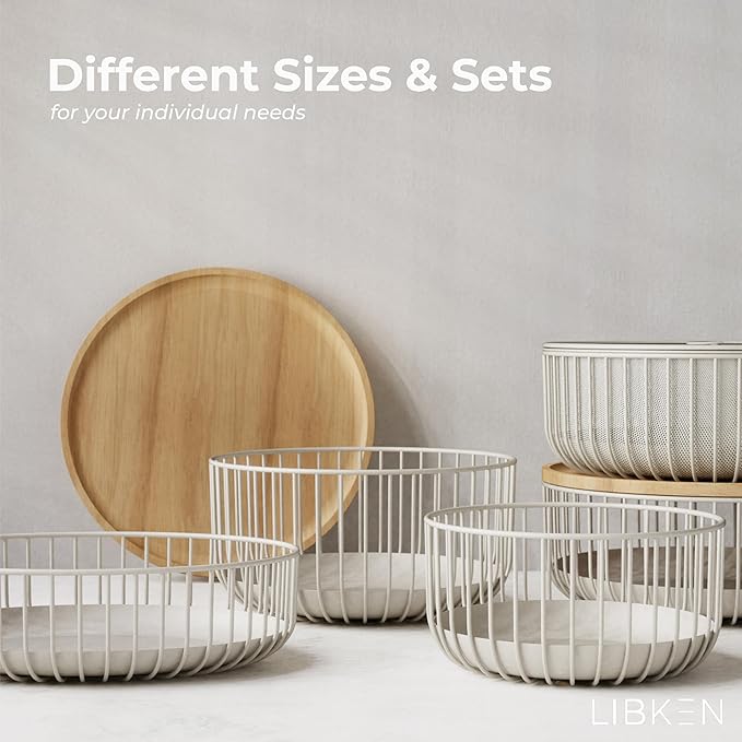 Wire FruitBowls -Stylish Metal Wire FruitBasket for Kitchens -Decorative Fruit and Veg Storage Holder - Ideal Kitchen Accessories for Modern Decor -Warm Gray, 1 Unit, H4xL11xW11 IN-Heavy Weight