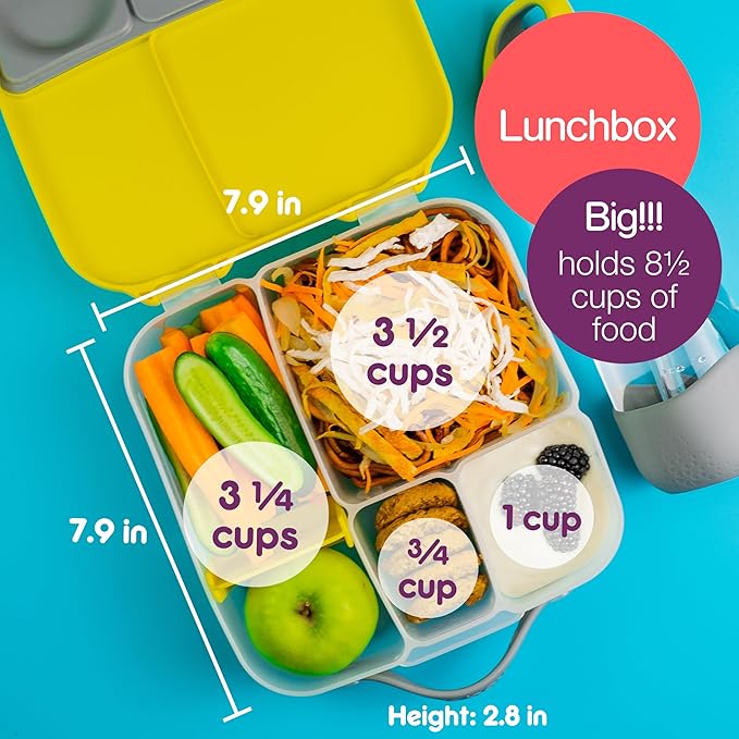 b.box Kids Lunch & Snack Containers. 3-Pack Set Includes Matching Oversized Bento Lunch Box, Mini Meal Boxes for Kids and Toddlers. School Supplies (Lemon Sherbet)