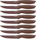 NutriChef SereneLife Stainless Steel Knife Set, 8 Pcs. - Non-Stick Coating, Sharp Serrated Blades, Professional Kitchen Set, Rust-Resistant, Dishwasher Safe, Ideal for BBQ & Grilling, Yellow