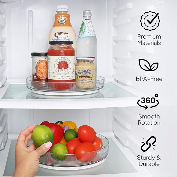 NOSTA Home 2-Pack Lazy Susan Organizer | Rotating Pantry Organizers and Storage | Clear Lazy Susan for Table Top, Cabinet Organizer, Perfume Organizer, Spice Rack Organizer (9", 10")