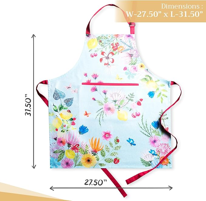 Maison d' Hermine 100% Cotton Apron for women with Pocket Kitchen Chef Apron for Men Cooking Gardening Server Waitress
