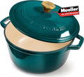 MUELLER HOME 7.5 QT Enameled Cast Iron Dutch Oven, Heavy-Duty Casserole Dish and Braiser Pan with Lid and Stainless Knob, Oven-Safe up to 500° F & Across All Cooktops, Emerald