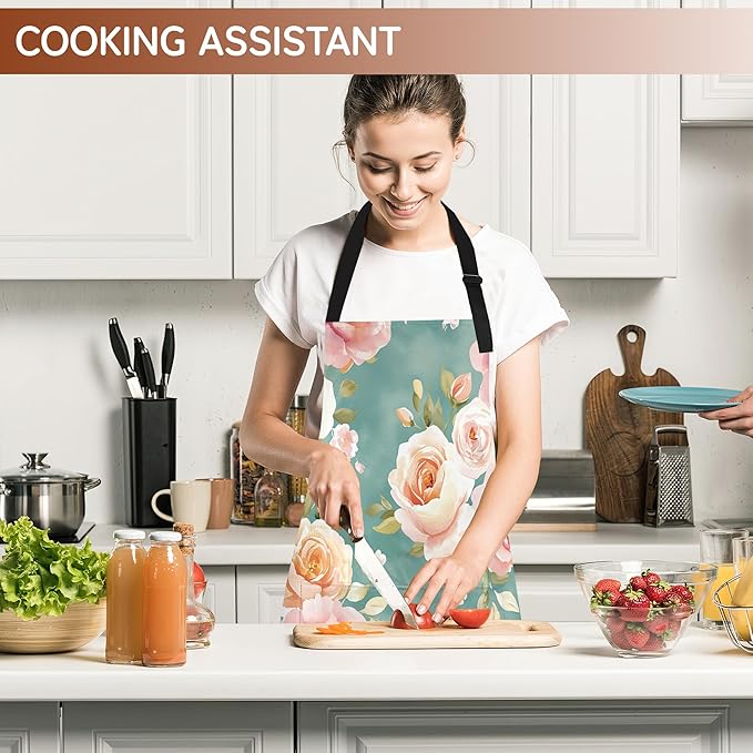 Adjustable Kitchen Apron with Pockets for Women and Men,Soft Chef Apron for Cooking, BBQ, and Grill