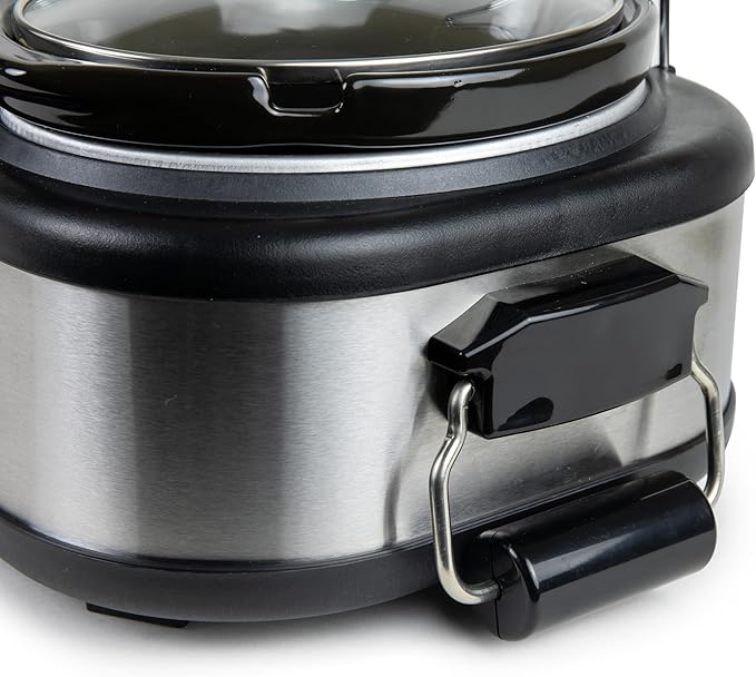 HomeCraft Nostalgia Stainless Steel 3-Station 1.5-Quart Oval Slow Cooker Buffet, With Lid & Spoon Rest, Adjustable Heat Control, Perfect for Parties, Holidays, Families