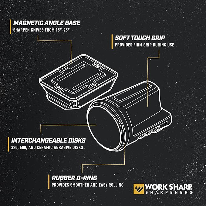 Work Sharp Rolling Knife Sharpener- 4 Sharpening Angles - For All Kitchen Knife Sets