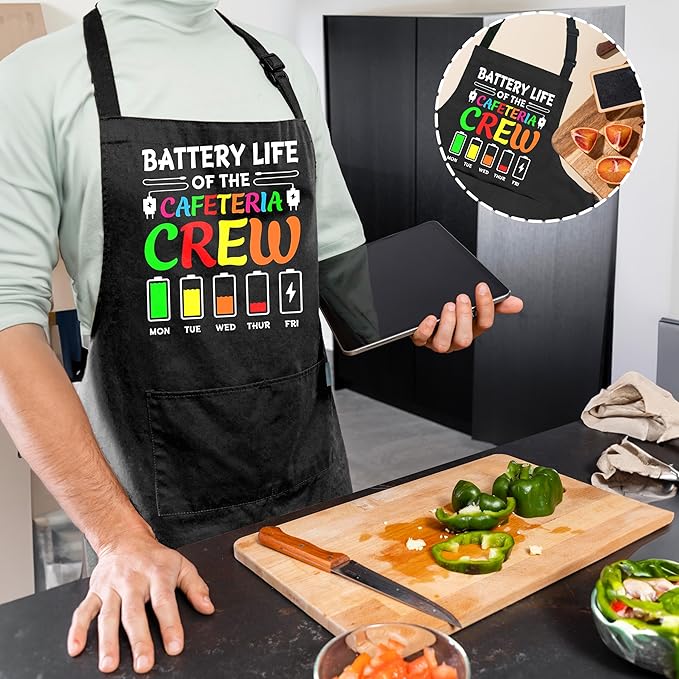 Funny Cafeteria Crew Aprons with Pockets, Cafeteria Worker Staff Appreciation Gifts