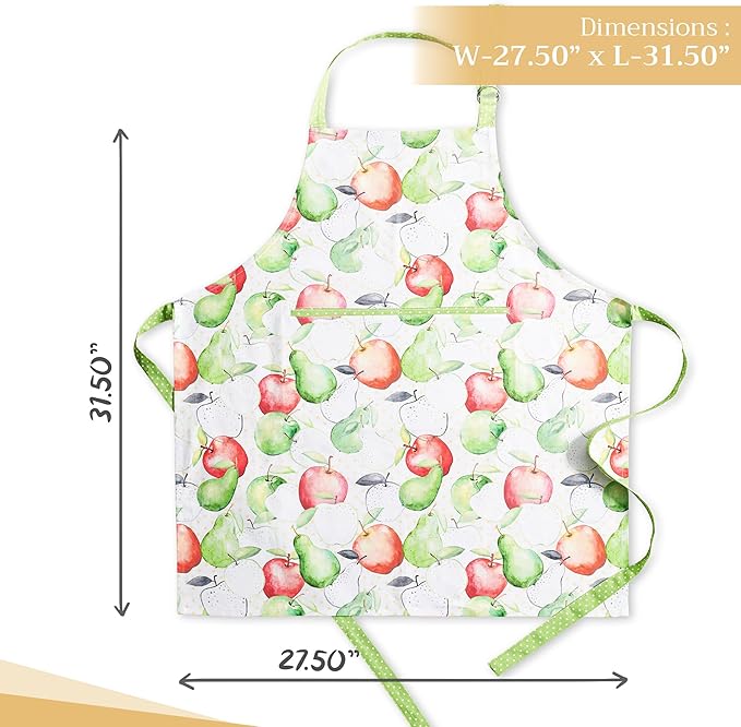 Maison d' Hermine 100% Cotton Apron for women with Pocket Kitchen Chef Apron for Men Cooking Gardening Server Waitress