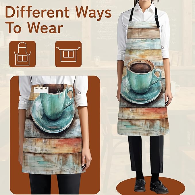 Adjustable Kitchen Apron with Pockets for Women and Men,Soft Chef Apron for Cooking, BBQ, and Grill