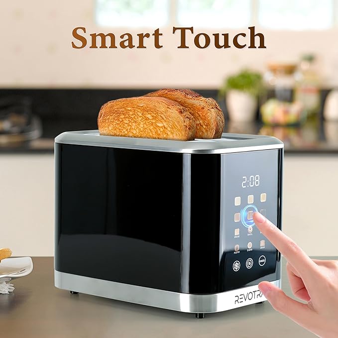 2 Slice Toaster Stainless Steel with LED Display, Extra Wide Slots, 6 Shade Settings, Defrost/Reheat/Cancel, Removable Crumb Tray – Compact Toaster for Bagels & Waffles, christmas gift