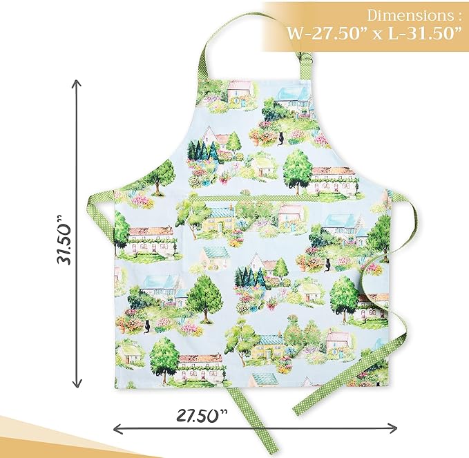 Maison d' Hermine 100% Cotton Apron for women with Pocket Kitchen Chef Apron for Men Cooking Gardening Server Waitress