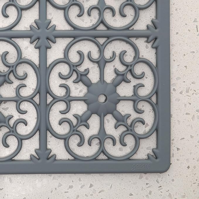 GASARÉ, Extra Large, Thick, Silicone Trivet for Hot Dishes, Pots, and Pans, Heat Resistant Mat for Countertop, Hot Pad for Kitchen, Easy to Clean, 21 x 12 x 3/8 Inches, Gray