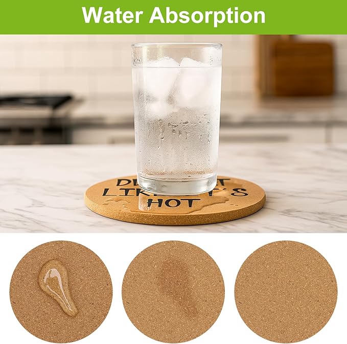 Cork Trivets for Hot Dishes Hot Pads for Kitchen Decor Accessories Plant Coasters Cute Silicone Trivet for Hot Pots and Pans Holder Quartz Countertop Trivet Set of 4 Large Coaster Round Cork Placemats