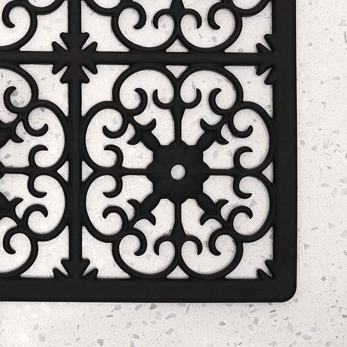 GASARÉ, Extra Large, Thick, Silicone Trivet for Hot Dishes, Pots, and Pans, Heat Resistant Mat for Countertop, Hot Pad for Kitchen, Easy to Clean, 12 x 10.9 x 3/8 Inches, Black