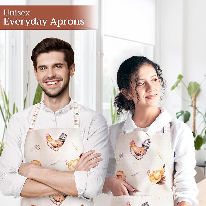 Maison d' Hermine 100% Cotton Apron for women with Pocket Kitchen Chef Apron for Men Cooking Gardening Server Waitress