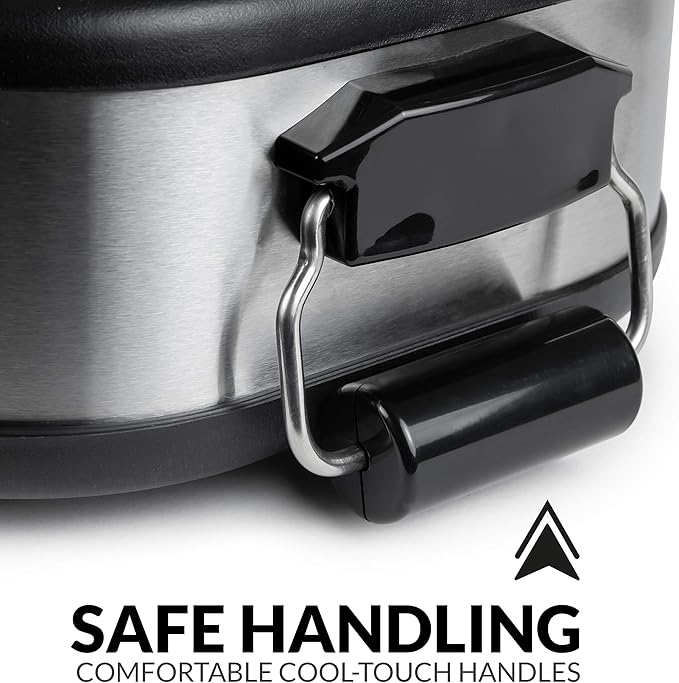 HomeCraft HCTSC15SS Stainless Steel 3-Station 1.5-Quart Oval Slow Cooker Buffet, with Lid & Spoon Rest, Adjustable Heat Control, Perfect for Parties, Holidays, Families