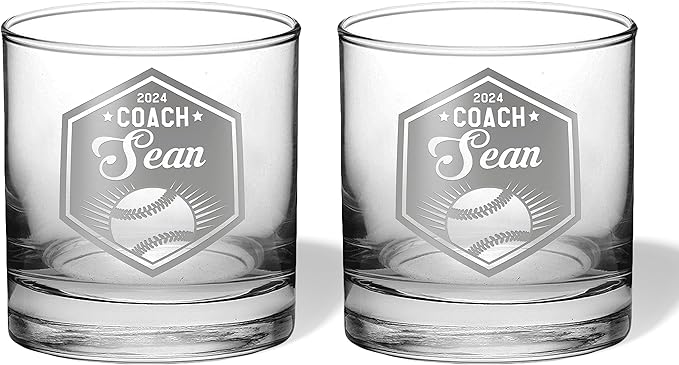 Baseball Coach Beer Glasses - Baseball Coach Gifts Personalized Coach Pint Glass Engraved Coach Award Baseball Beer Glass End of Season Gifts Coach (Baseball, Dbl Whiskey Gift Box)