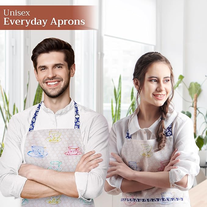 Maison d' Hermine 100% Cotton Apron for women with Pocket Kitchen Chef Apron for Men Cooking Gardening Server Waitress