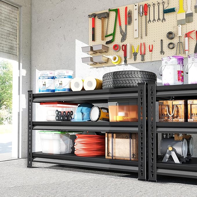 Utility Garage Shelves Heavy Duty - 40''W 1,350Lbs Steel Metal Industrial Storage Shelving Rack Units Adjustable 40" W x 16" D x 36" H 3 Tier Black
