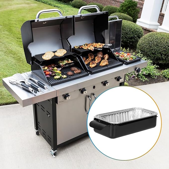 Grease Pan for Charbroil 9328812P06 G416-0015-W1 G325-5703-W1 Grease Catcher with 15-Pack Aluminum Disposable Drip Pan for Charbroil Performance 463331221 463365021 and More