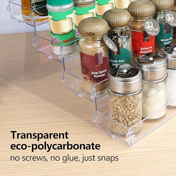 ELEGANTLIFE Spice Rack,No Tool Needed & No Pungent Acrylic Glue Self-derived Snap On Assembly Spice Shelf Pantry Kitchen Cabinet Organizer 10 in for Jars,Baking Supplies & Spice Bottles (5 Tier)
