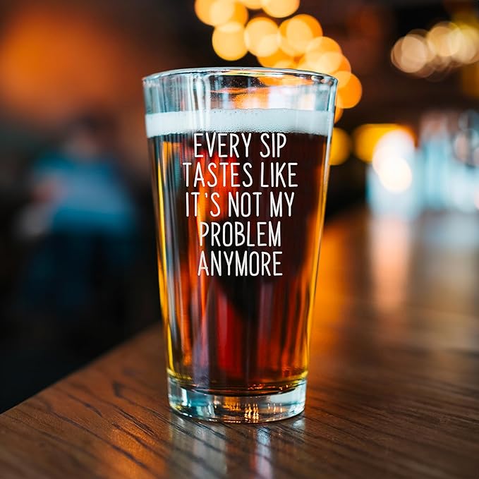 Every Sip Premium 16 oz Beer Pint Glass, Laser Engraved Beer Pint for Retirement, Custom Retirement Gifts, Lead-Free Beer Lover Gift