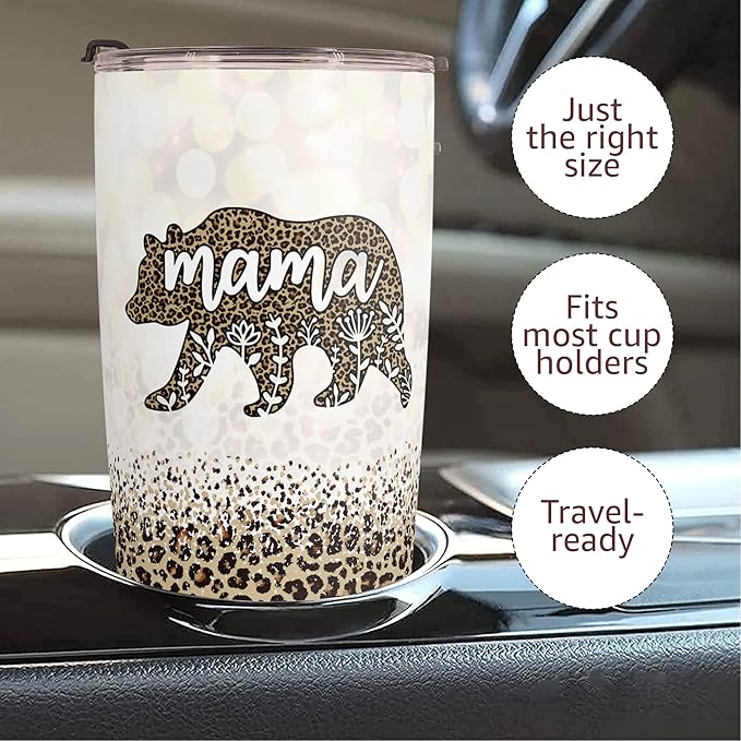 Macorner Mothers Day, Birthday Gifts for Mom Nana From Daughter Son - Christmas Gifts For Women Grandma - Stainless Steel Bear Tumbler 20oz