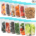 12 Pack Reusable Gallon Bags, BPA Free Food Storage Bags, Extra Thick Leakproof Plastic Free Ziplock Bags for Meal Prep, Fruits, Sandwich, Snack, Travel Items