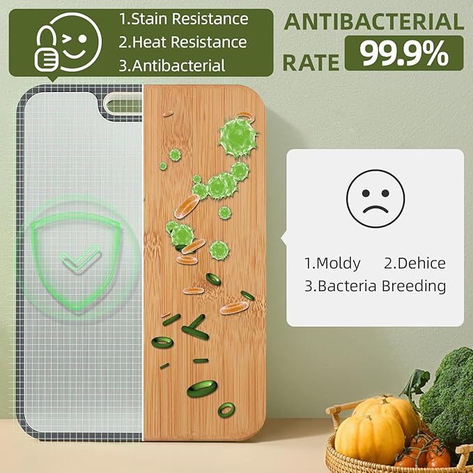 Titanium Cutting Board, 15.2” Double-Sided Chopping Board, Non-Toxic Safe Metal Cutting Board, Titanium/Wheat Straw Surface, Non-Slip Design for Safe & Efficient Cooking, Perfect for Meat, Vegetables