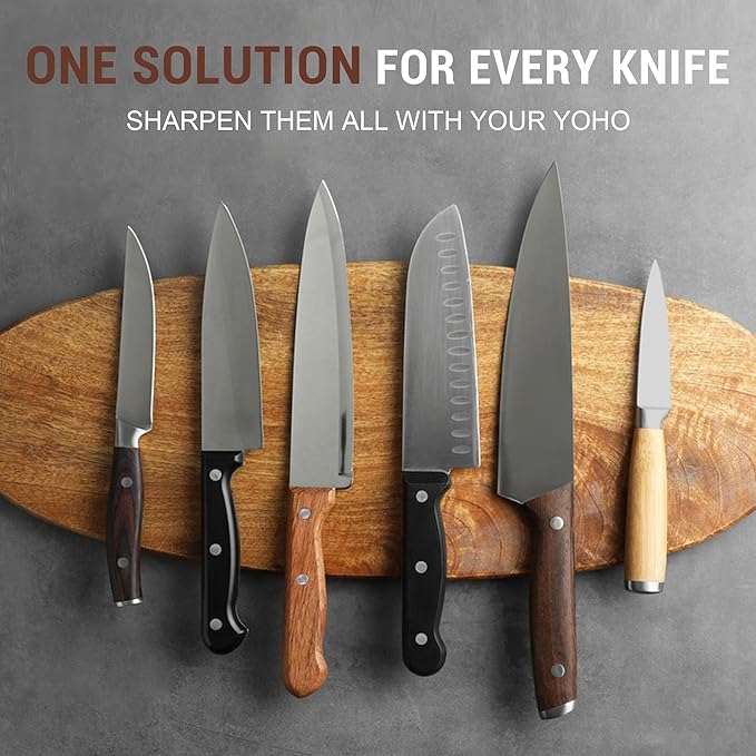 YOHO Rolling Knife Sharpener Kit, Upgraded Knife Sharpeners Industry Diamond Knife Sharpening Kit Tool Kitchen Knife Sharpener with 15 and 20 Degree Magnetic Angle Base for Kitchen Knives - Gifts