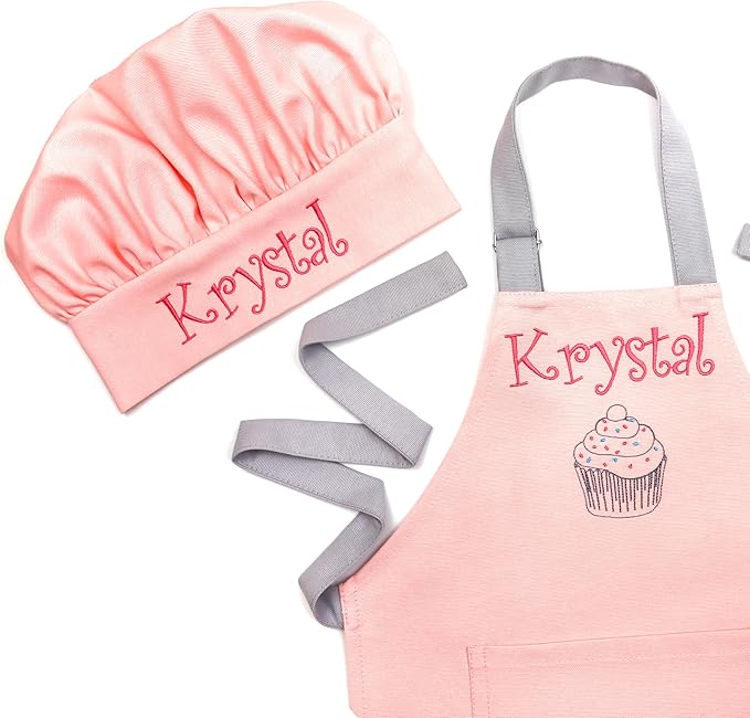 Kids Apron - Embroidered Personalized Cooking Custom Apron with Name, Adjustable, Cotton, with Pockets, for cooking