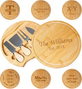 Custom engraved luxury charcuterie board & knife set/4pcs, personalized cheese chopping serving tray for food, for table decoration, personalized gift for dinner hostess (Your text (Est. Year))
