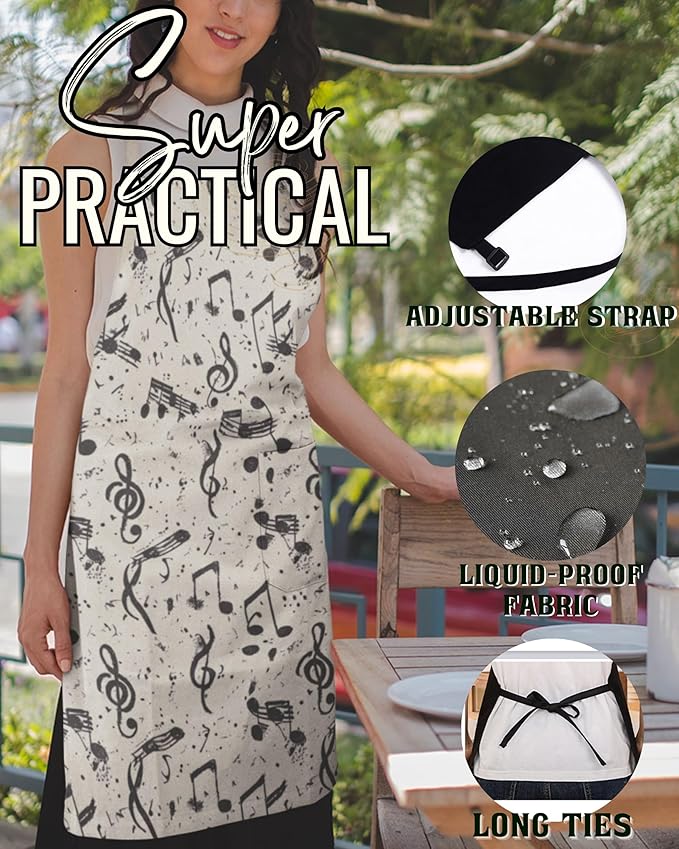 InnoBeta Music Lover Gifts, Musician Gifts Apron, Apron with Pockets and Adjustable Neck Strap