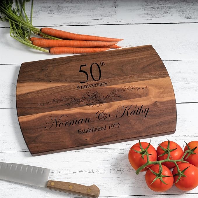 Personalized Cutting Board - 4 Sizes Engraved Charcuterie Board- Anniversary or Christmas Gift, Anniversary Present for Parents Laser Engraved Custom Unique Keepsake