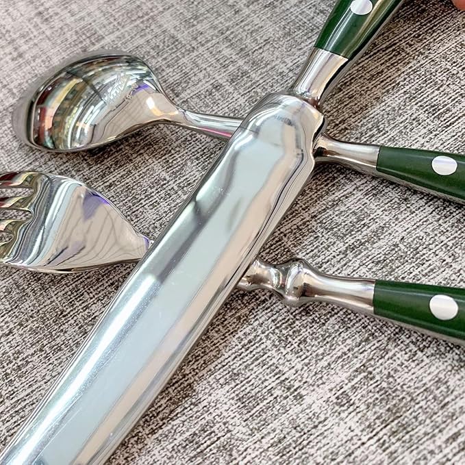 20 Pieces Green Gum Wood Handle Silverware Set for 4,Exquisite Ergonomic Flatware Set Food-Grade Stainless Steel Cutlery Set,Tableware Eating Utensils,Mirror Finished,Dishwasher Safe