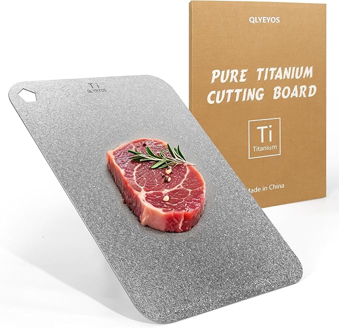 Scratch-resistant 100% pure titanium chopping block is hygienic and durable, metal chopping block for kitchen, double-sided titanium chopping block, dishwasher safety chopping block, 9×13.5 inches