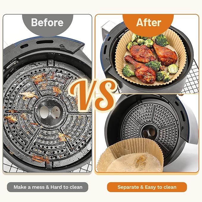 Air Fryer Liners Round,100PCS 6.3 inch Disposable Liner for Air Fryer 2Qt to 5Qt,Unbleached Non-stick Non-leak Small Airfryer liner Parchment Paper