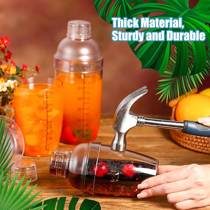Lallisa 12 Pcs Plastic Cocktail Shaker Drink Mixer with Scales and Strainer Top Clear Shaker Cup with Measurement Plastic Bar Mixing Tool for Tea Coffee Bubble Tea Milk(350cc/ 12 oz and 700 Cc/ 24 oz)