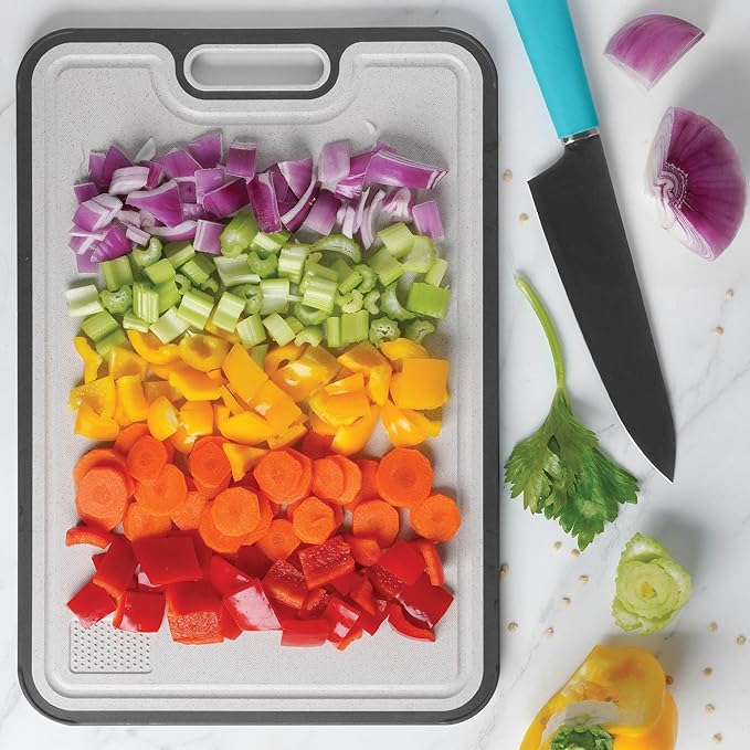 Baker's Secret Titanium Cutting Boards for Kitchen, Cutting Board Double Sided Food Grade, Pure Titanium and Wheat Straw PP, Dishwasher Safe Easy to Clean Large Size 16”×11” Dark Grey