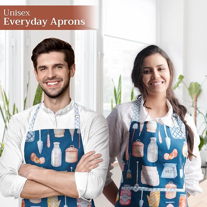 Maison d' Hermine 100% Cotton Apron for women with Pocket Kitchen Chef Apron for Men Cooking Gardening Server Waitress