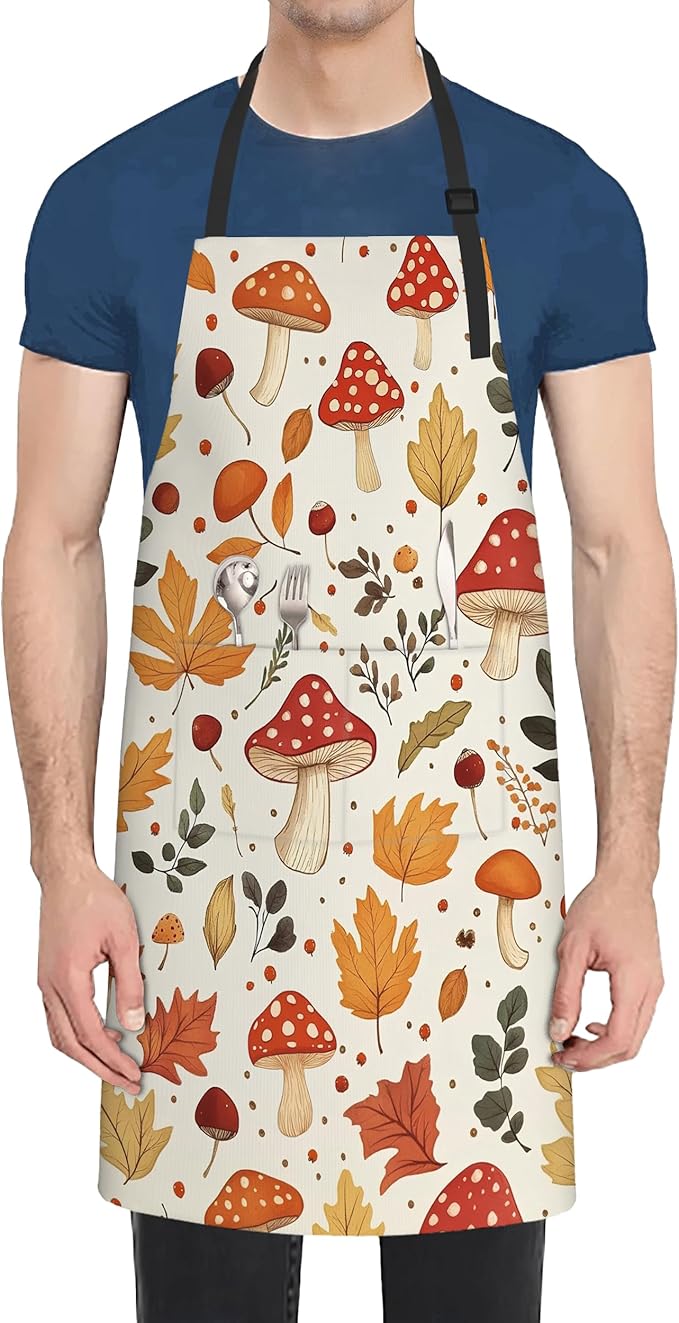 Adjustable Kitchen Apron with Pockets for Women and Men,Soft Chef Apron for Cooking, BBQ, and Grill