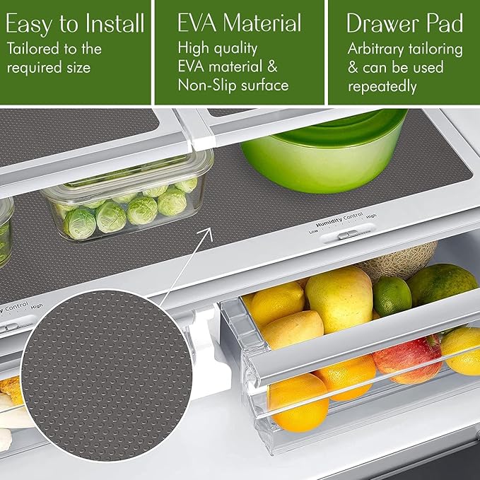 EVALAND Shelf Liners for Kitchen Cabinets Non-Adhesive 12" x 33 FT Gray Drawer Liner Non Slip, Washable Cabinet Liner, Waterproof Shelf Liners for Cabinets, Refrigerator Bathroom Pantry Cabinet Mat