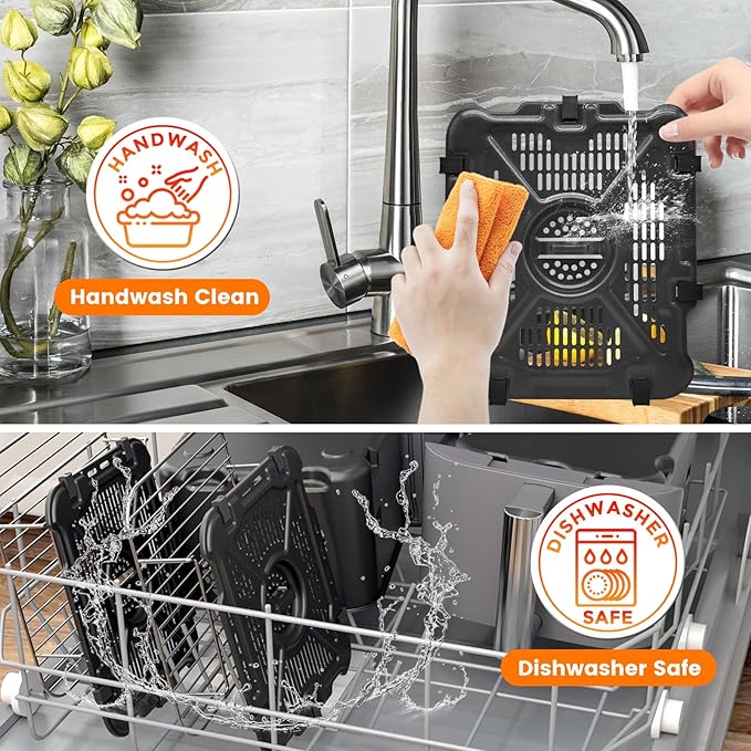 GWY Air Fryer Tray for Ninja SL201 SL401 SL451 Double Stack XL 2-Basket Air Fryer, 2 Packs Replacement Air Fryer Crisper Plate Grill Pan Grill Plate Accessories with Rubber Bumpers, Dishwasher Safe