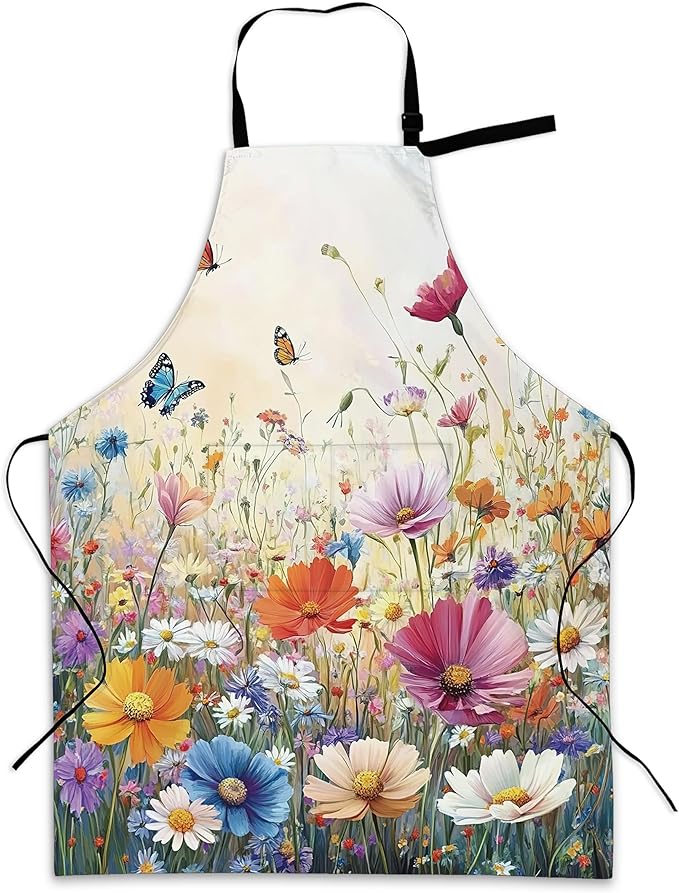 Apron with Pockets for Women, Adjustable Kitchen Cooking BBQ Chef Apron, Gifts for Mom Birthday, or Holidays