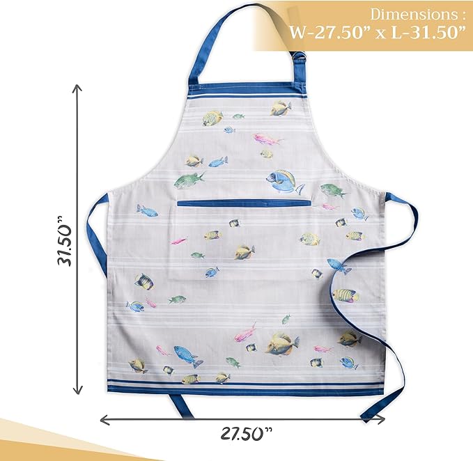 Maison d' Hermine 100% Cotton Apron for women with Pocket Kitchen Chef Apron for Men Cooking Gardening Server Waitress
