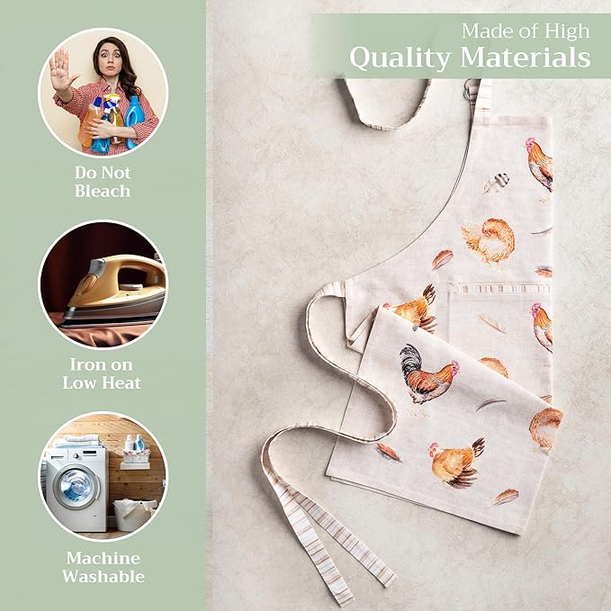 Maison d' Hermine 100% Cotton Apron for women with Pocket Kitchen Chef Apron for Men Cooking Gardening Server Waitress
