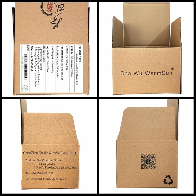 ChaWuWarmSun [S] Lapsang Souchong Black Tea Loose Leaf,3.5oz/100g,No Smokey Taste,WuYi HongCha,Chinese KongFu Red Tea