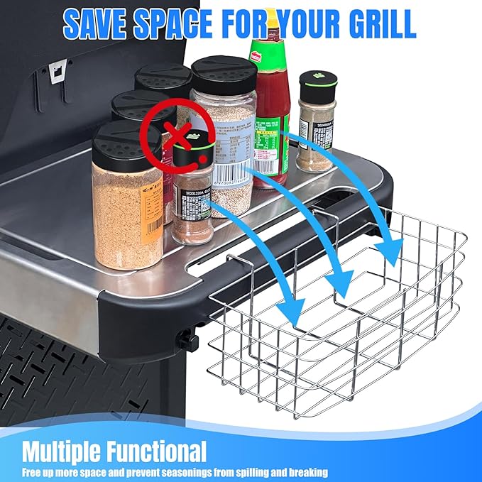 Condiment Caddy, Caddy Collection for Weber Spirit Serial E-210, E-310, E325, E-410, E-425, E-435 Gas Grill, Steel Material with Nickel Plated Finish