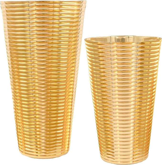 Prince of Scots 24K Gold Plated Copper Cocktail Shaker | 3-Piece Fluted Boston Shaker Set | Luxury Barware for Martini, Whiskey, Manhattan | Premium Gift for Groomsmen, Entertaining, Home Bar