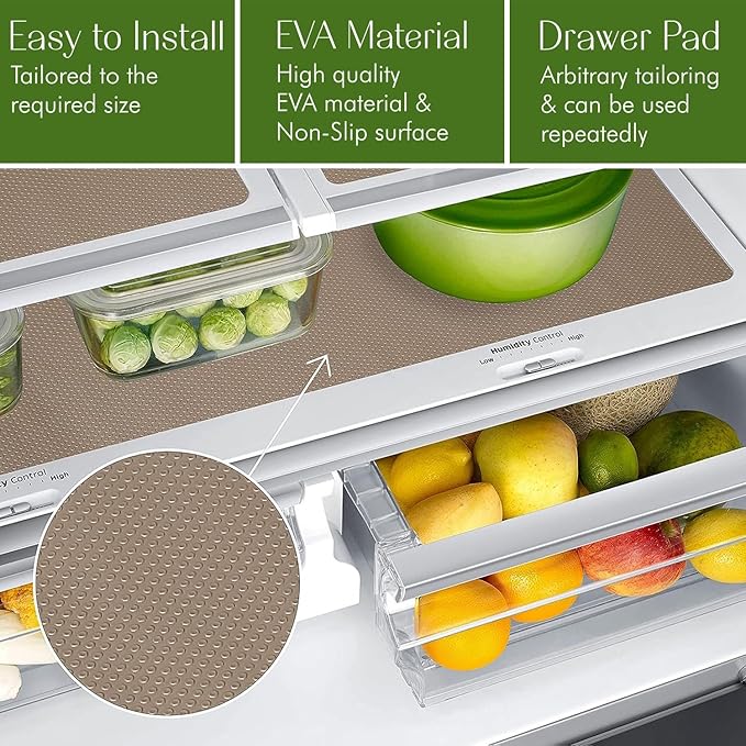 EVALAND Shelf Liners for Kitchen Cabinets Non-Adhesive 17.7" x 33 FT Beige Drawer Liner Non Slip, Washable Cabinet Liner, Waterproof Shelf Liners for Cabinets, Refrigerator Bathroom Pantry Cabinet Mat