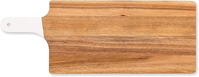 Weddingstar Wooden Cutting Board or Serving Board with White Handle 7.8" x 21" - Blank